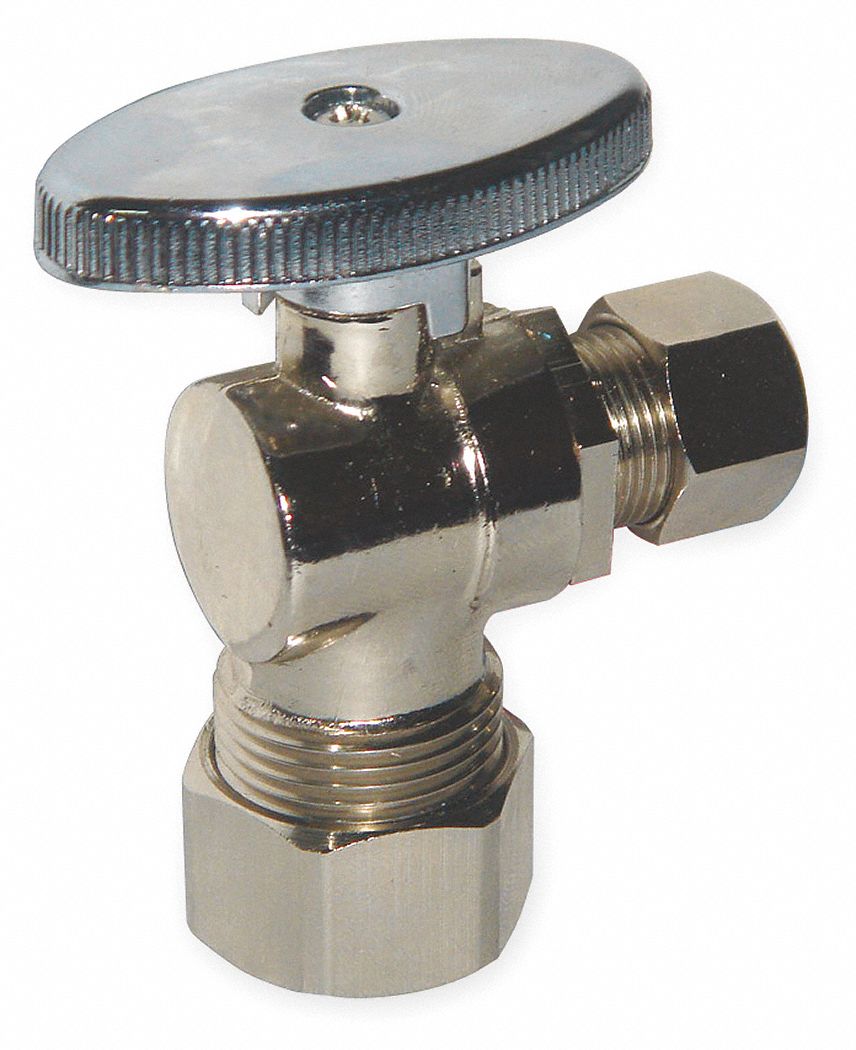 GRAINGER APPROVED Brushed Nickel QuarterTurn Supply Stop