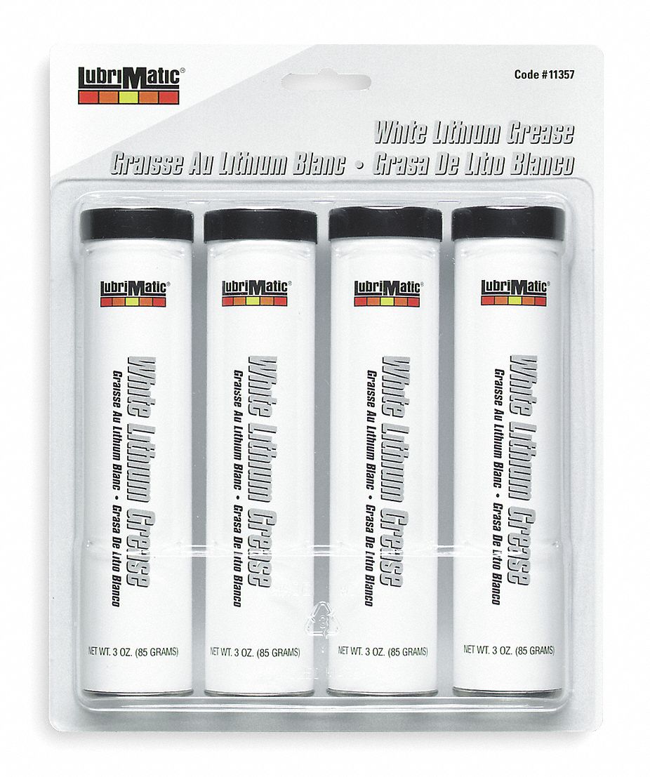 PLEWSLUBRIMATIC White Lithium Grease, 3 oz, Cartridge, Ivory, PK 4 1TBB111357 Grainger