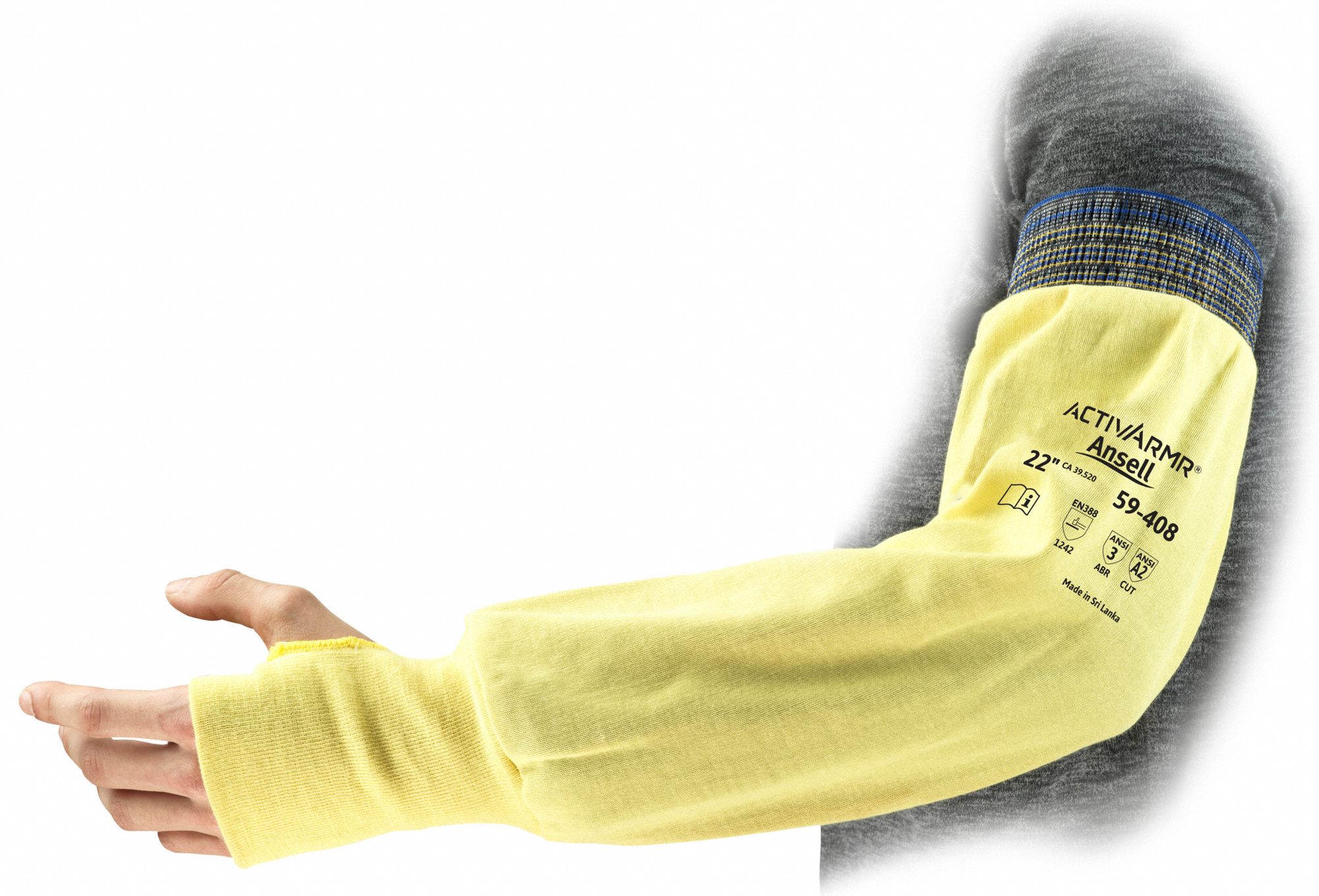 ANSELL CutResistant Sleeve, Kevlar(R), A2 ANSI/ISEA Cut Level, 22 in