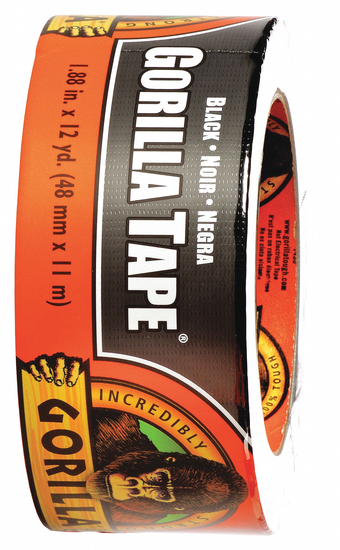 GORILLA Premium Duct Tape, 17/8" X 12 yd., 17.00 mil Thick, Black