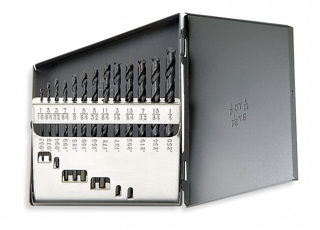 CHICAGOLATROBE 13 Pc Jobber Drill Bit Set, High Speed Steel, Black