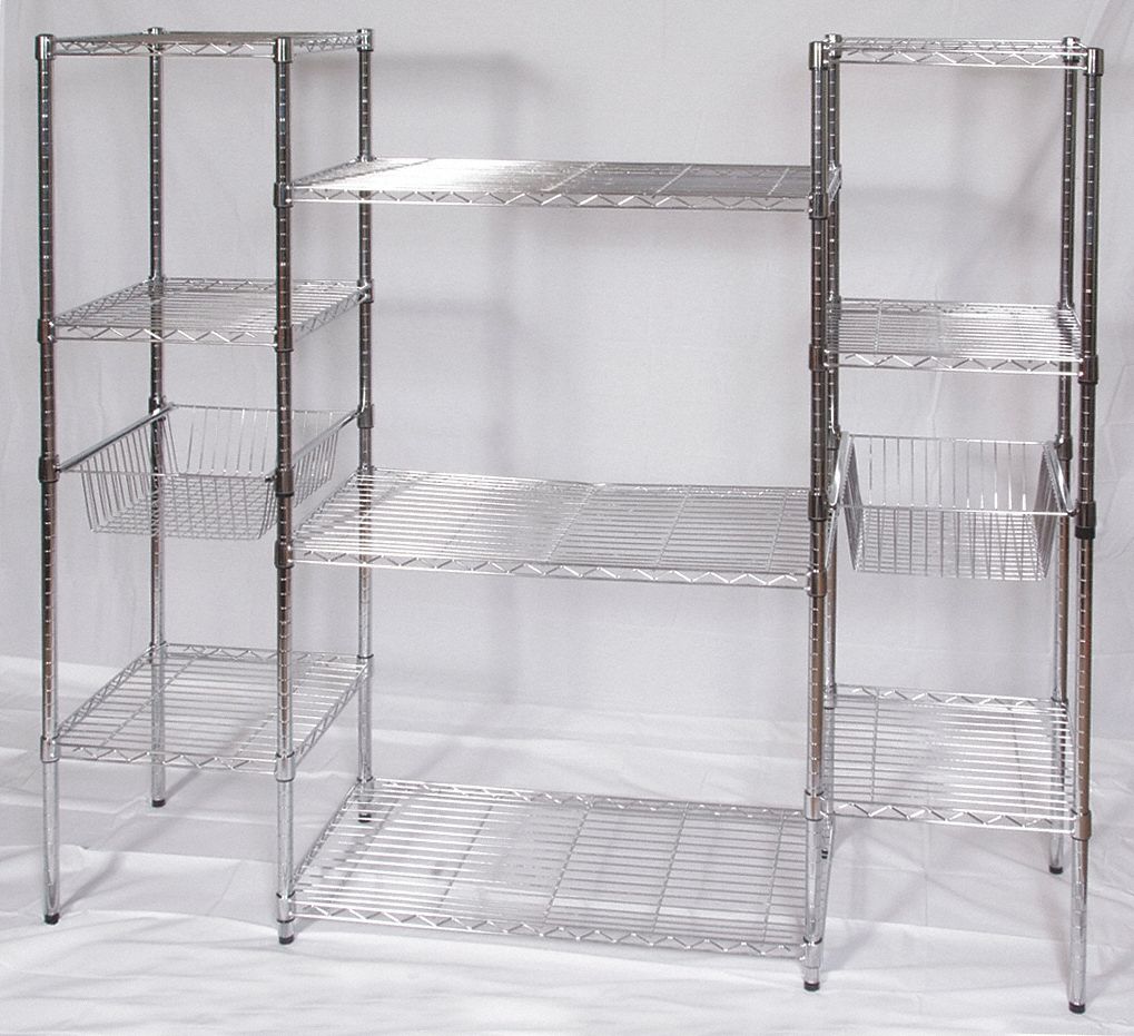 GRAINGER APPROVED Starter Wire Shelving Unit, 68"W x 18"D x 63"H, 9