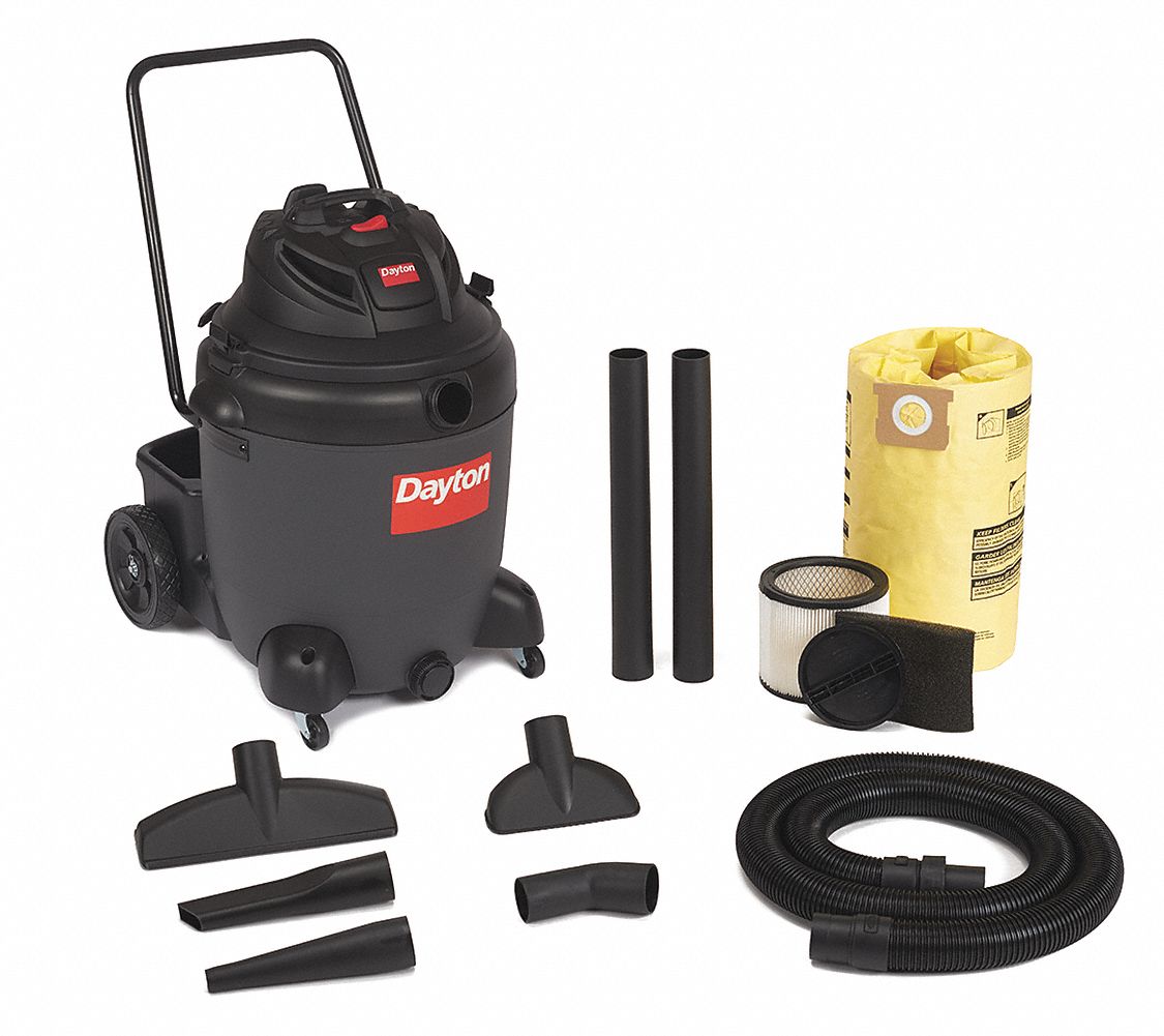DAYTON Shop Vacuum, 22 gal Tank Size, 150 cfm, 2 1/2 in Vacuum Hose Dia