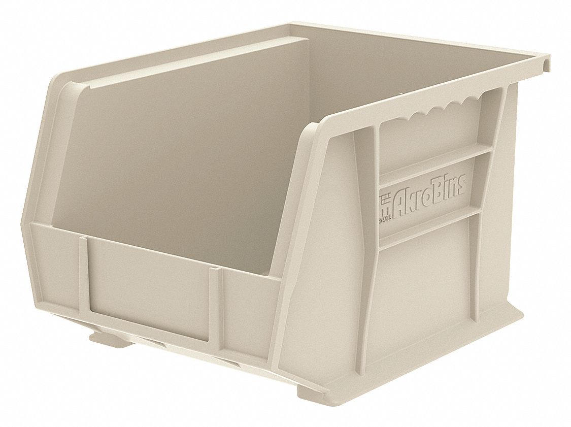 AKROMILS Hang and Stack Bin, Stone, 10 3/4 in Outside Length, 8 1/4 in