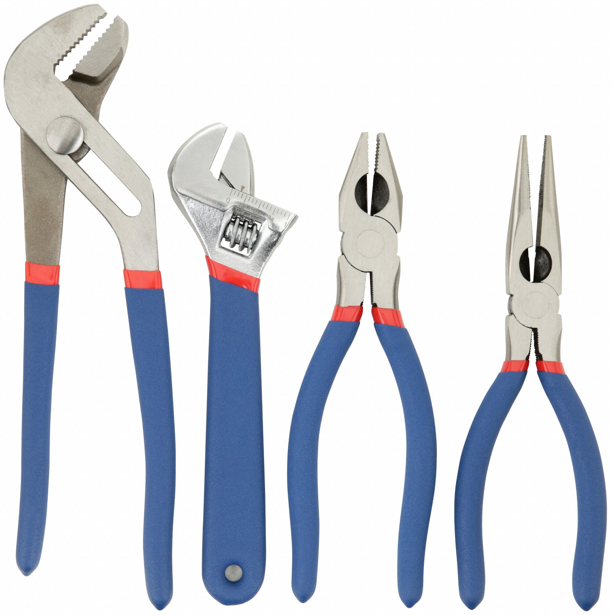 WESTWARD Plier and Wrench Set 4 Pliers, Std Cushion Grip, Manual
