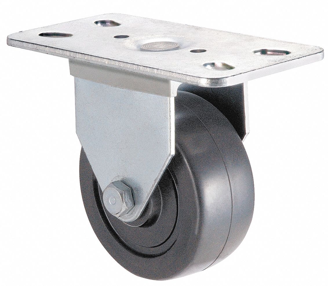 GRAINGER APPROVED Standard Plate Caster, Rigid, Rubber, 175 lb, 2 1/2