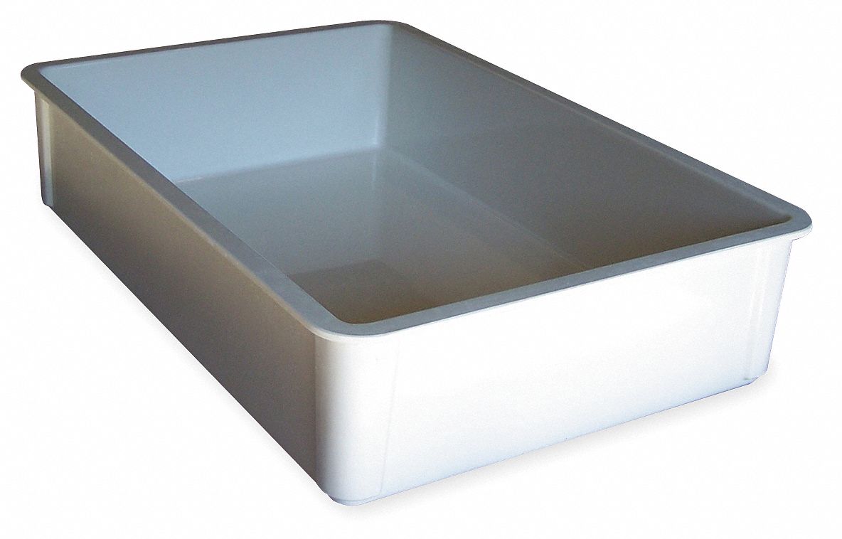 MOLDED FIBERGLASS Stacking Container, White, 6 inH x 25 3/4 inL x 17 3/