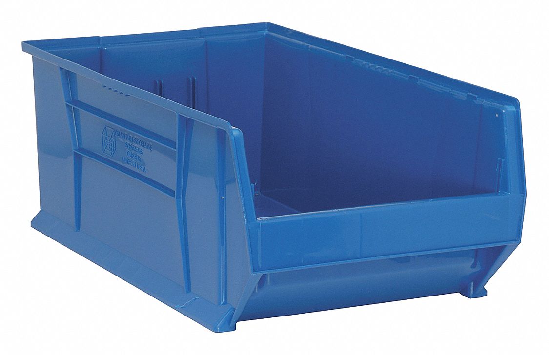 QUANTUM STORAGE SYSTEMS Hopper Bin, Blue, 12 inH x 29 7/8 inL x 18 1/4