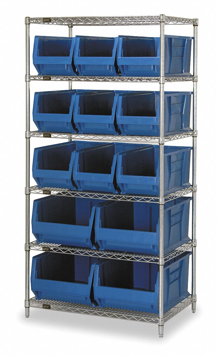 QUANTUM STORAGE SYSTEMS, 36 in x 30 in x 74 in, 1 Sided, Bin Shelving
