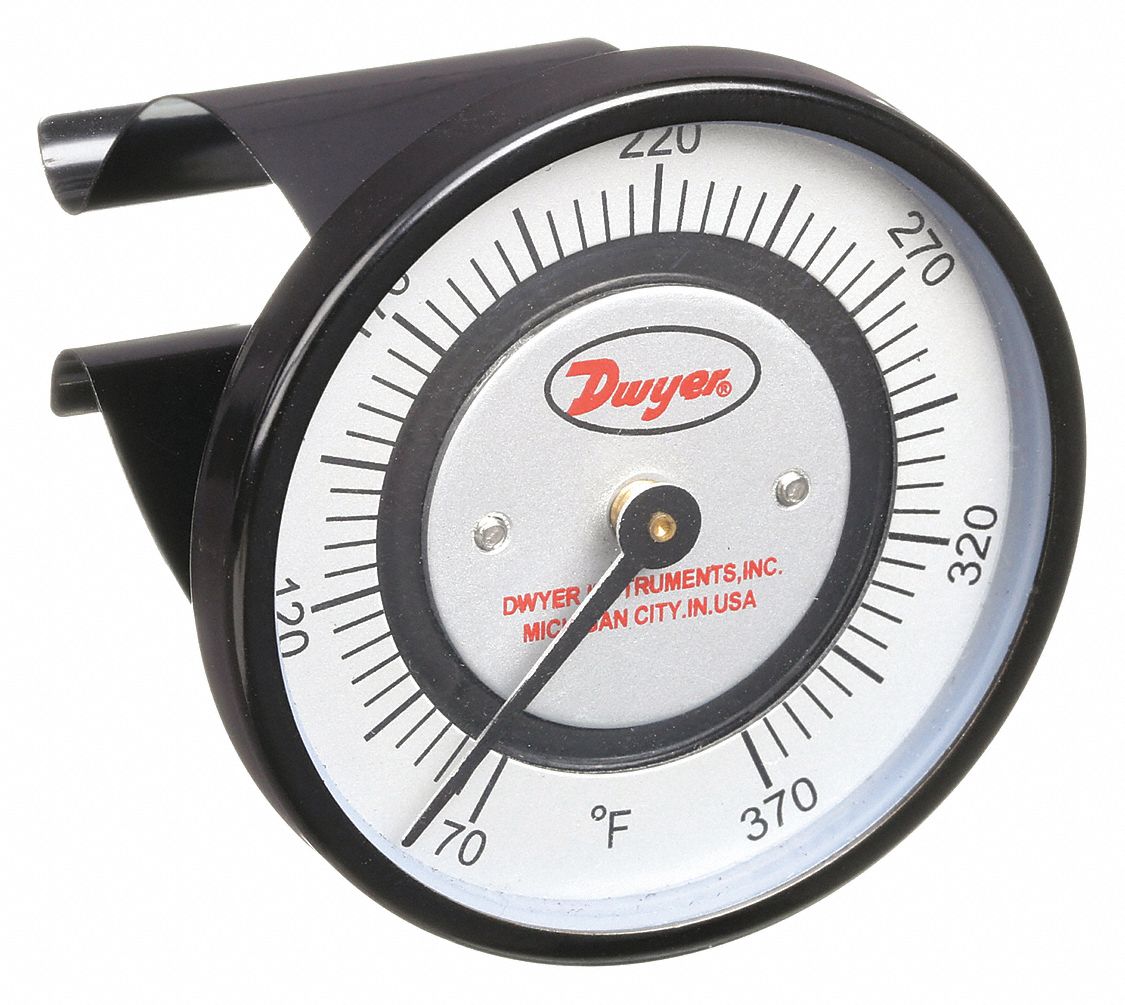 70° to 370°F, For 1 5/8 in to 2 3/8 in Pipe Dia, Clip Pipe Mount Dial