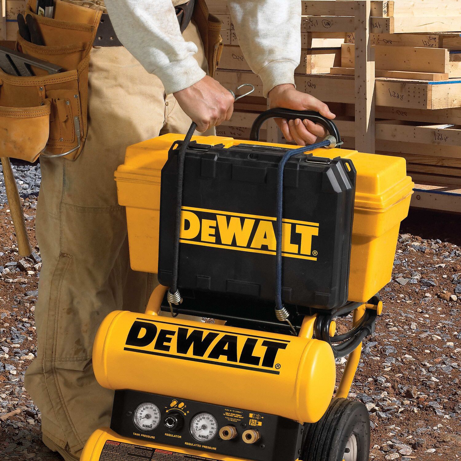 DEWALT Portable Air Compressor Oil Lubricated, 4 gal, Twin Stack, 1.1