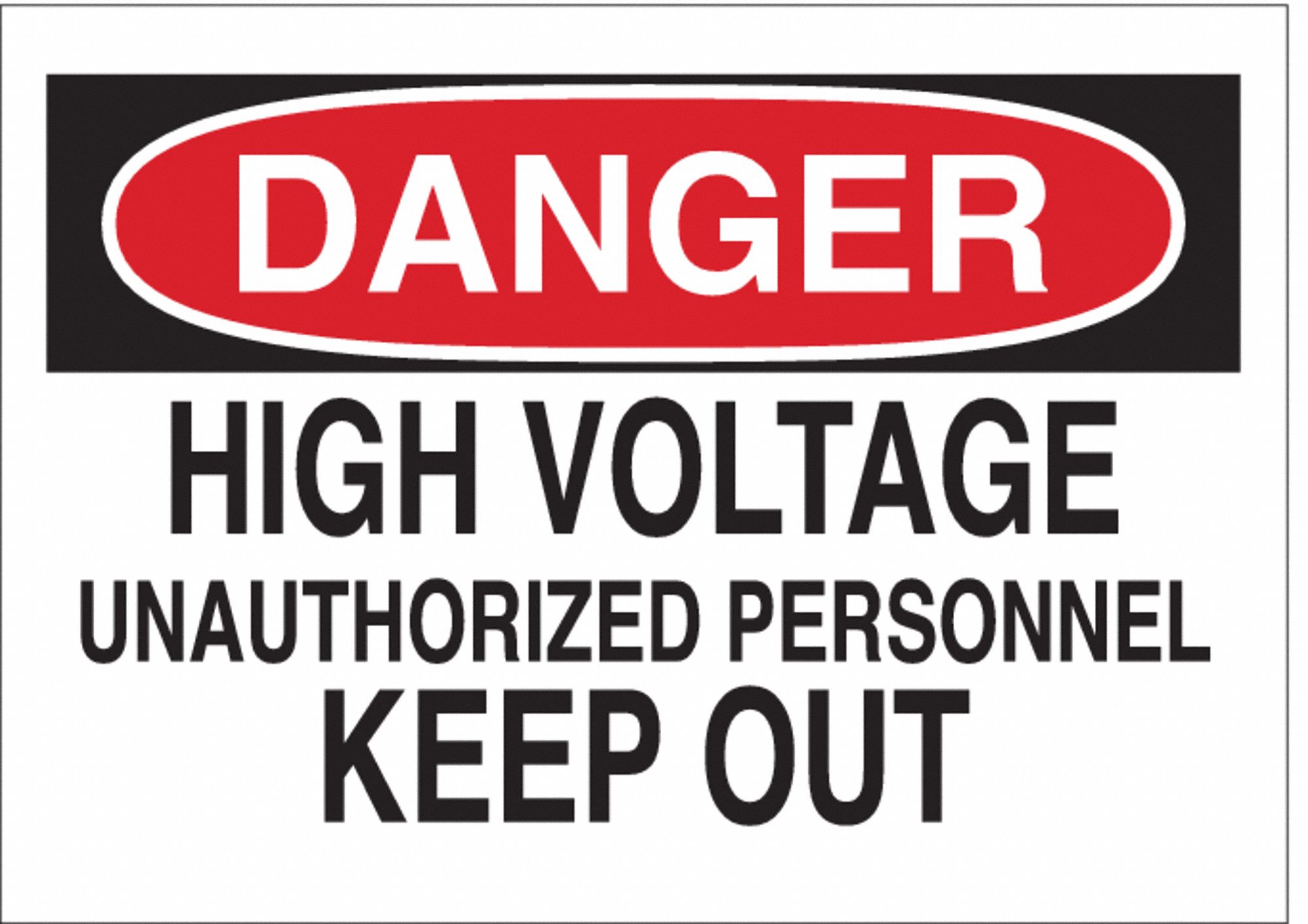 BRADY Safety Sign Label, High Voltage Unauthorized