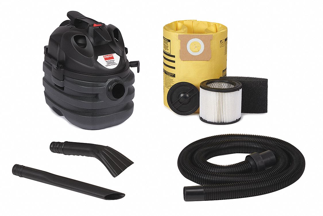 DAYTON, 5 gal Tank Size, Plastic, Portable Shop Vacuum 1VHF81VHF8