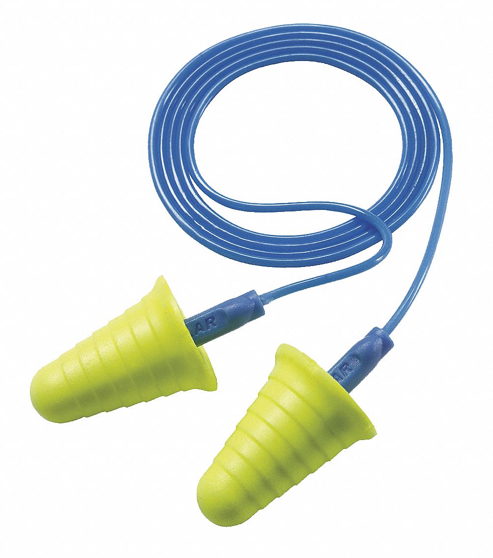 3M Ear Plugs Cone, 30 dB NRR, Gen Purpose, Corded, Reusable, PushIn