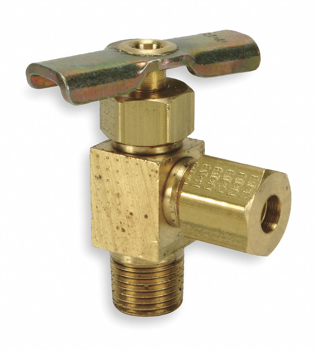 EATON WEATHERHEAD Needle Valve Angled Fitting, Brass, 1/8 in x 3/16 in