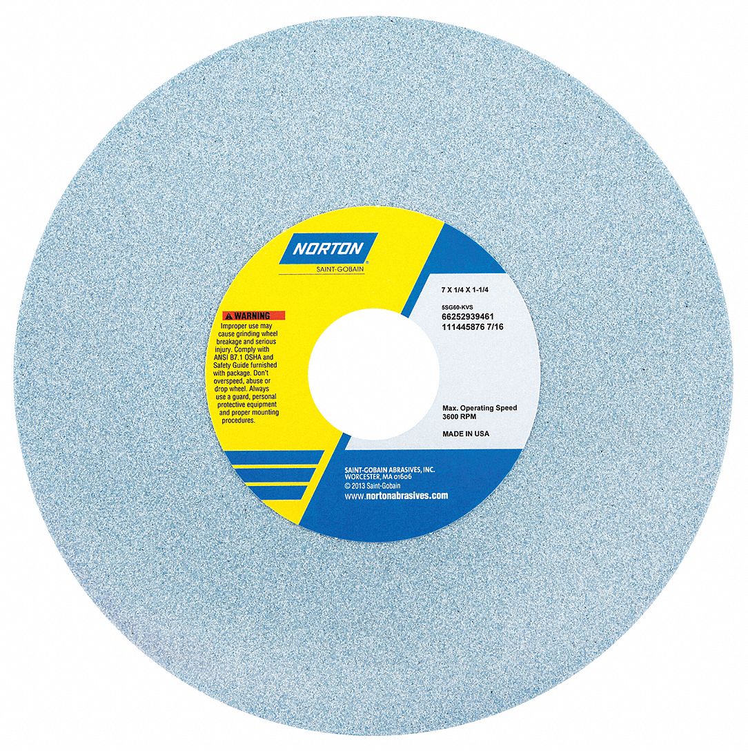 NORTON Type 1 Ceramic Straight Grinding Wheel, 7 in, 1 1/4 in Arbor