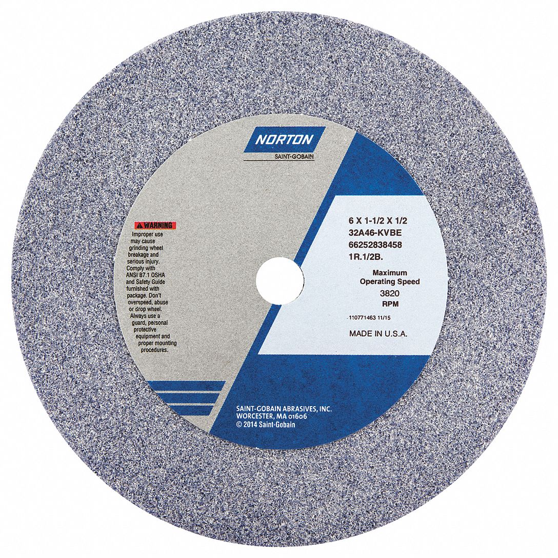 NORTON Type 6 Aluminum Oxide Straight Cup Grinding Wheel, 6 in, 1 1/2