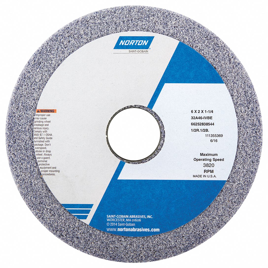 NORTON Straight Cup Grinding Wheel 6 in Abrasive Wheel Dia, 2 in Thick