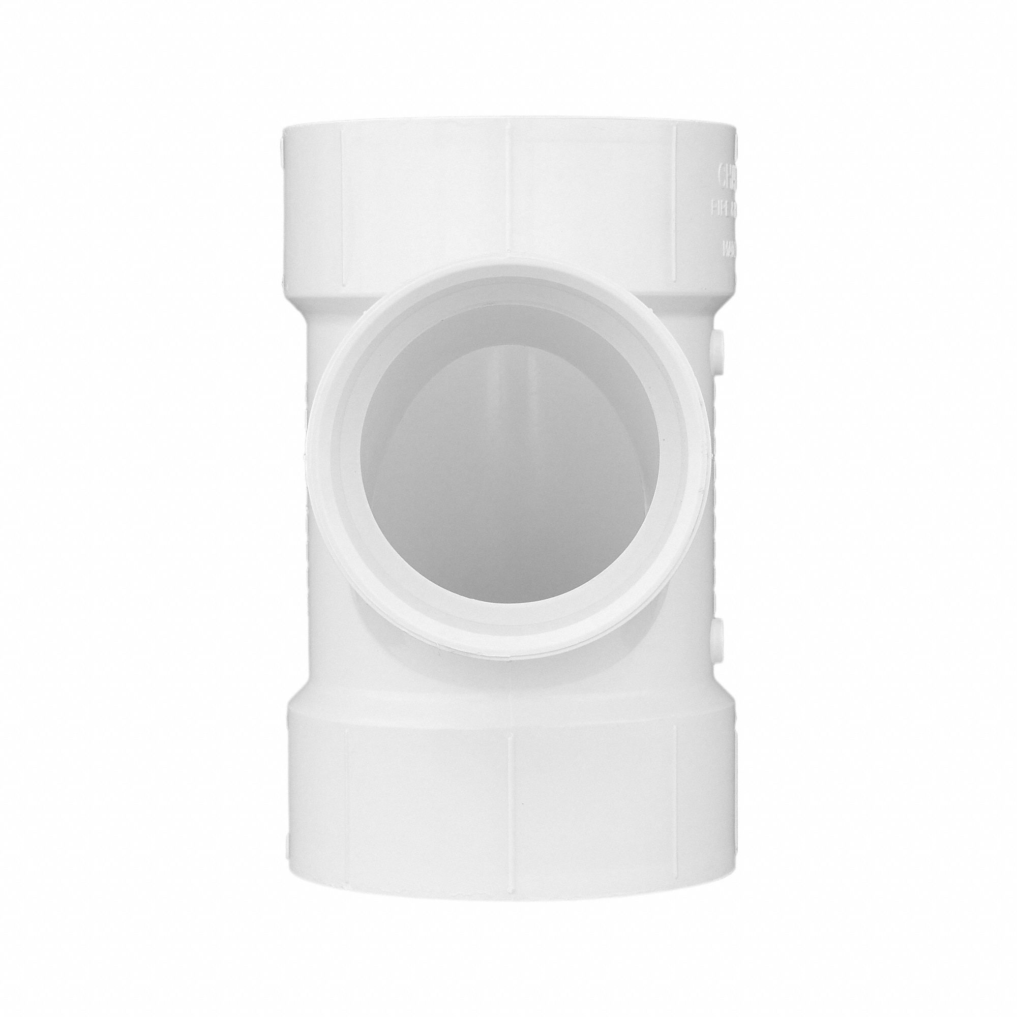 GRAINGER APPROVED PVC Sanitary Tee, Hub, 4 in x 4 in x 3 in Pipe Size Pipe Fitting 1WJR2