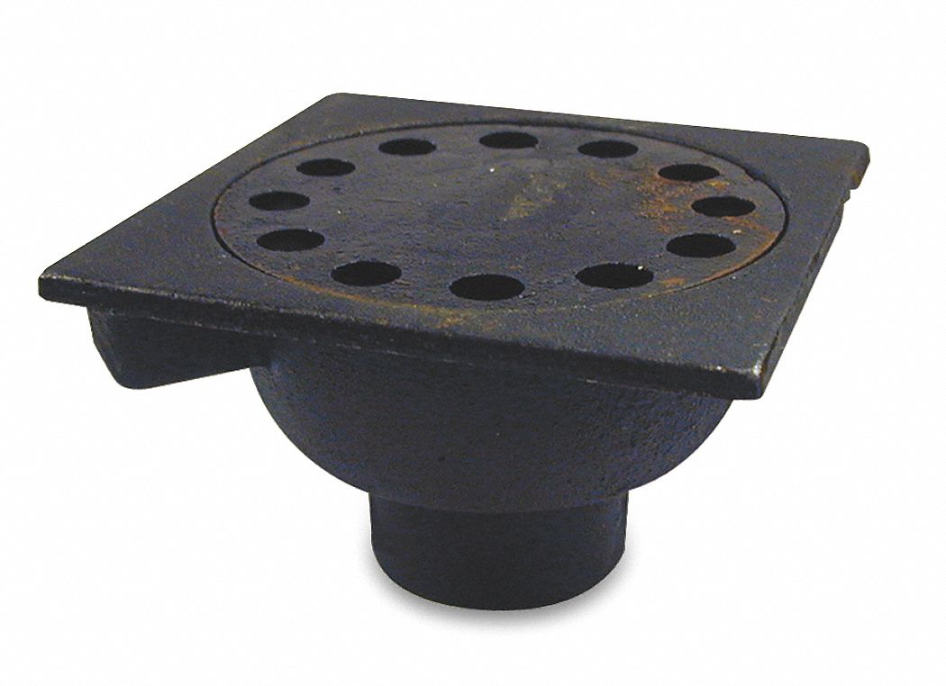 GRAINGER APPROVED Cast Iron, Square, Bell Trap Drain, Slip, Pipe Dia