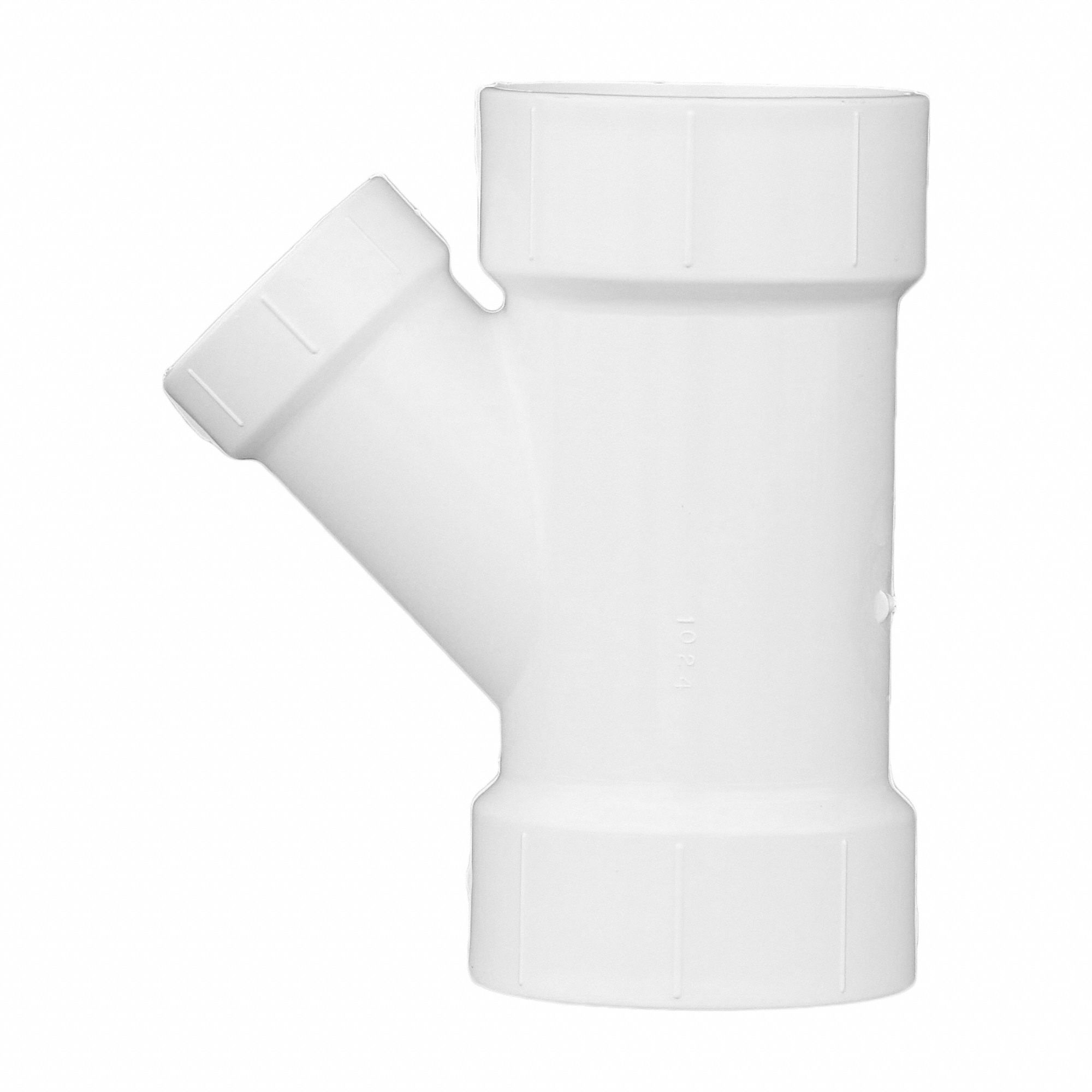 GRAINGER APPROVED PVC Reducing Wye, Hub, 3 in x 3 in x 2 in Pipe Size Pipe Fitting 1WJV2