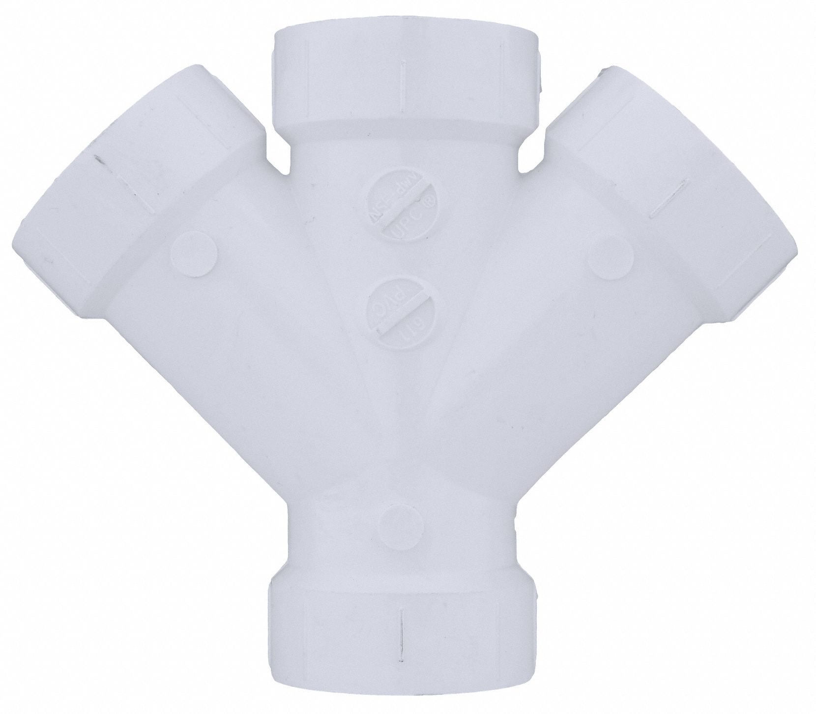 GRAINGER APPROVED PVC Double Wye, Hub, 11/2 in Pipe Size Pipe