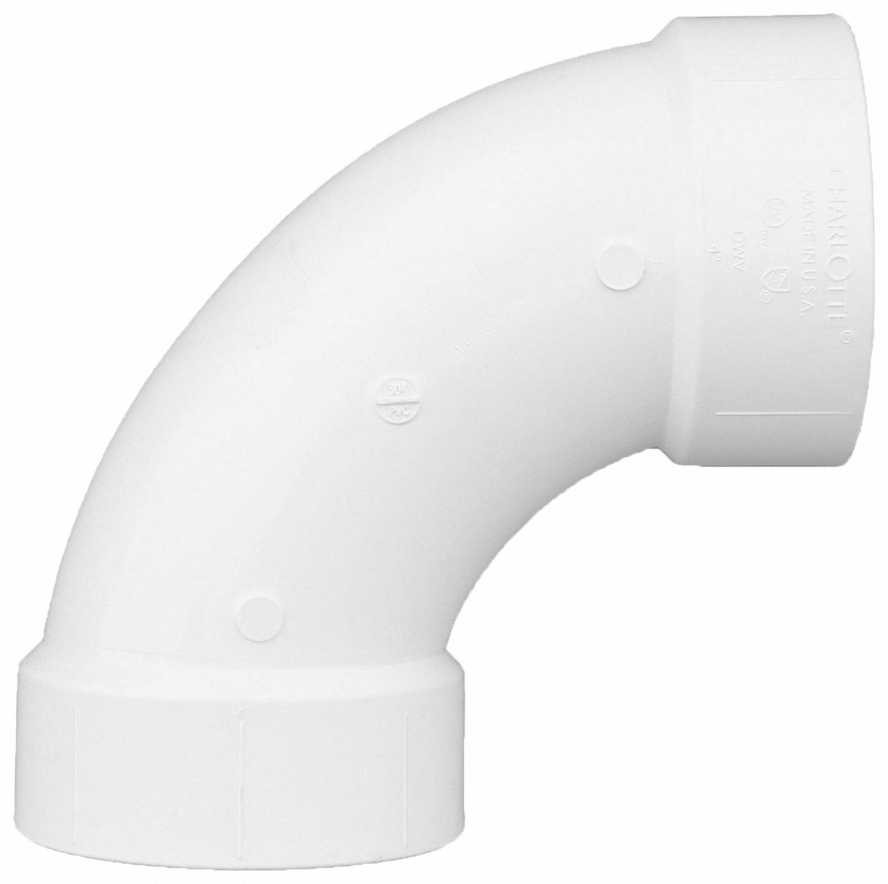 GRAINGER APPROVED PVC Elbow, 90 Degrees , Long Sweep, Hub, 4 in Pipe