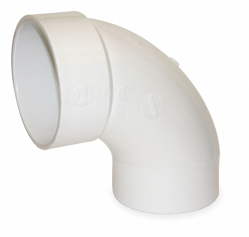 GRAINGER APPROVED PVC Street Elbow, 90 Degrees, Hub x Spigot, 4 in Pipe