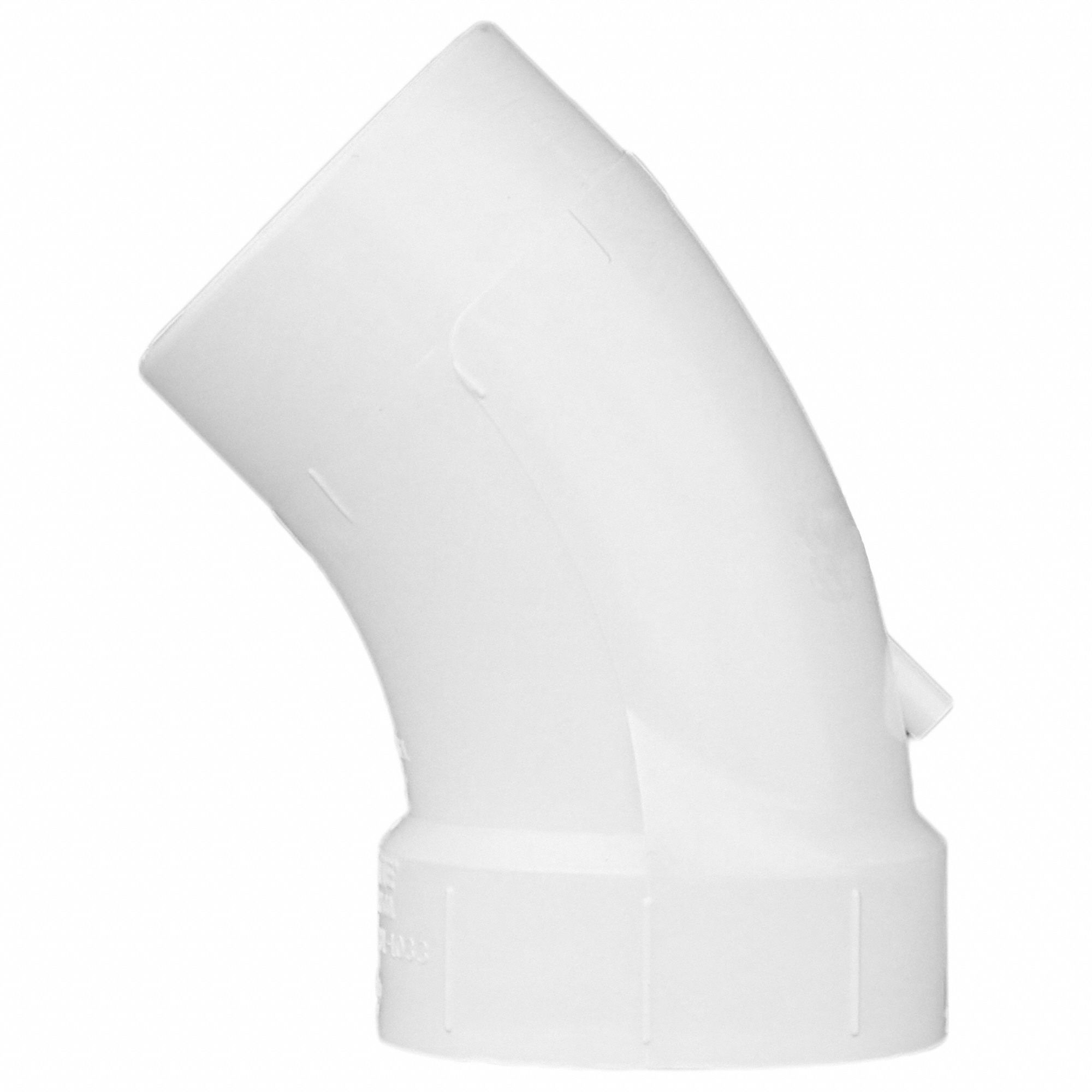 GRAINGER APPROVED PVC Street Elbow, 45 Degrees, Hub x Spigot, 2 in Pipe