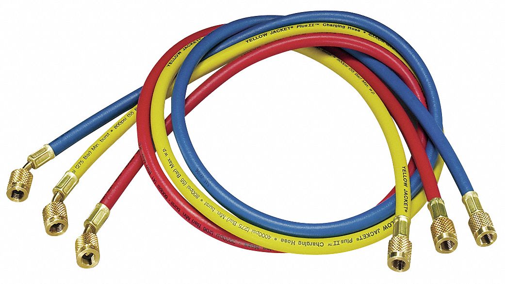 YELLOW JACKET, Manifold Hose Set, 1/4 in Female, Manifold Hose Set