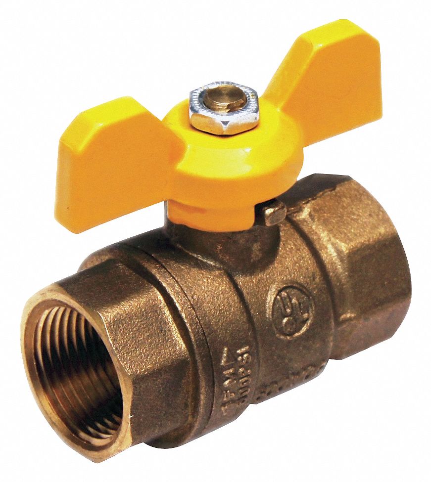 GRAINGER APPROVED Ball Valve, Brass, Inline, 2Piece, Pipe Size 1 in