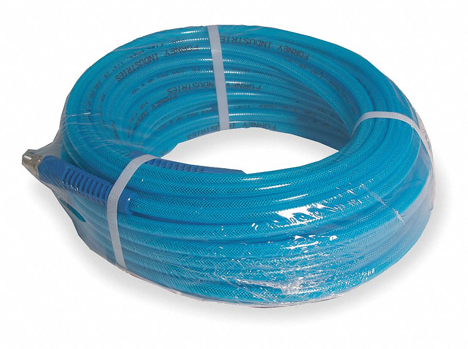 ATP Coiled Air Hose, Polyurethane, 210 psi, 3/8 in, 25 ft, Blue 1WVG8