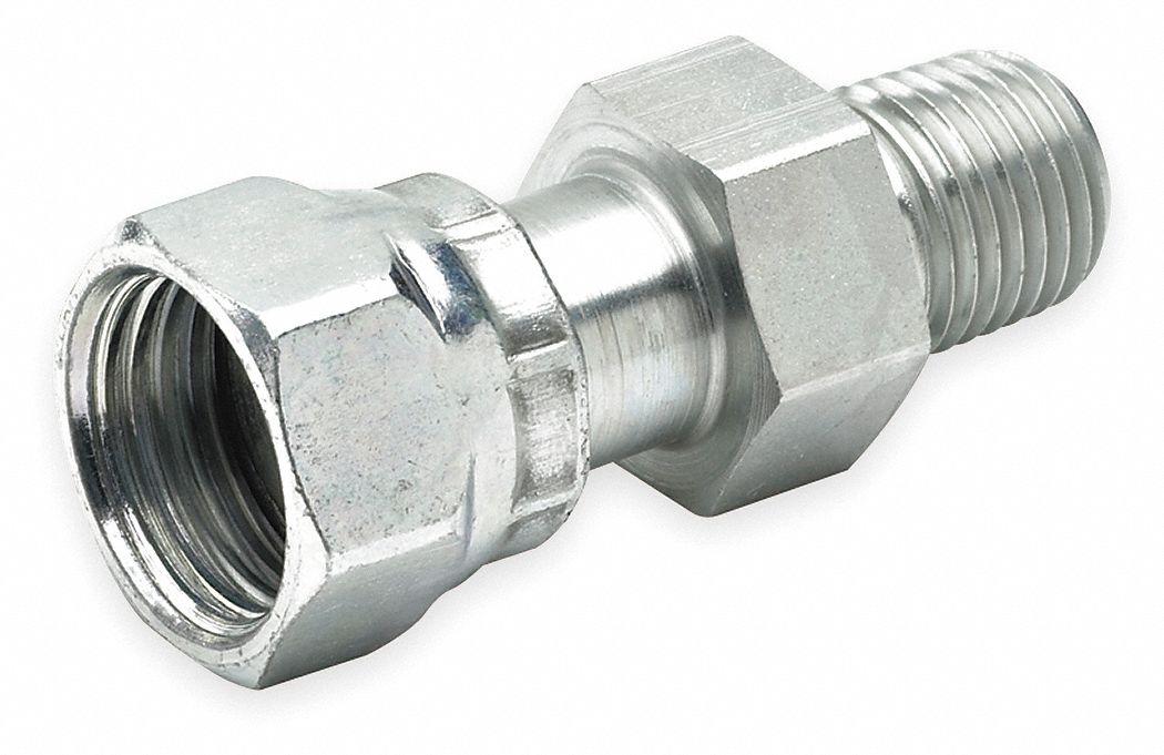 PARKER Pipe Thread Swivel Connector, 1/4 in Tube Size, Metal 1XCP54