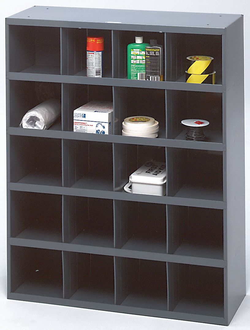 DURHAM MFG 33 3/4 in x 12 in x 42 in Pigeonhole Bin Unit, Gray 1XHK7