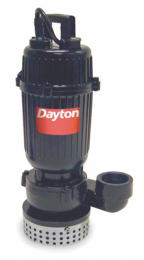 DAYTON Submersible Sump Pump, 1/3 HP, Aluminum, 120V AC, No Switch