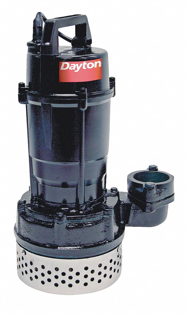 DAYTON Submersible Sump Pump, 1/2 HP, Aluminum, 120VAC, No Switch