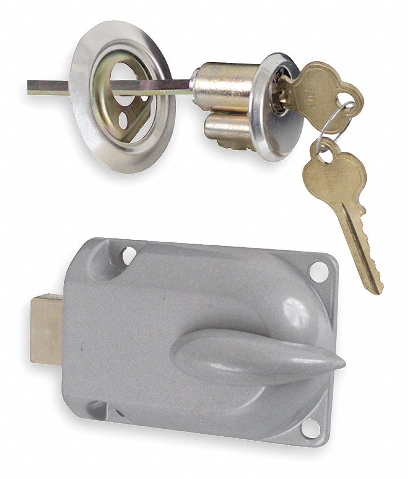GRAINGER APPROVED Dead Bolt Lock, Inside Center Mount, Steel, Aluminum