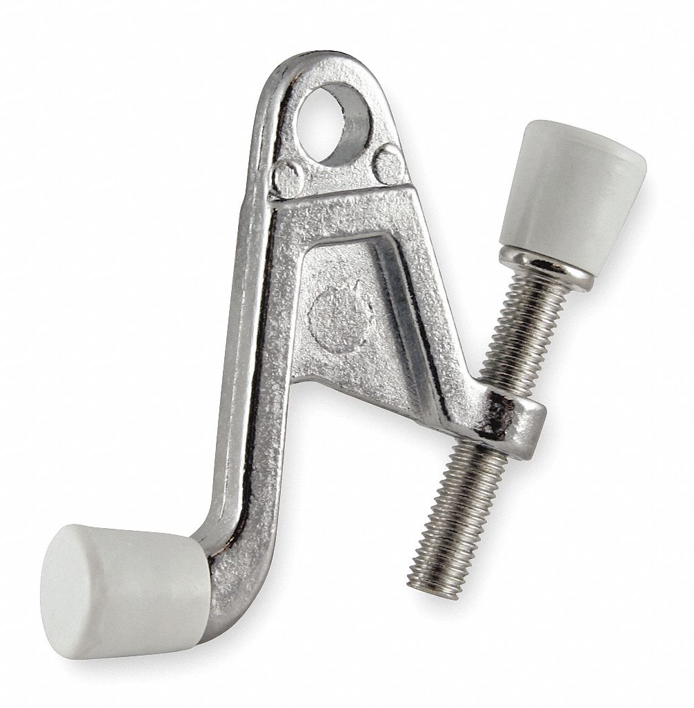 GRAINGER APPROVED Hinge Pin Door Stop Door Mount, Chrome, 1 7/8 in Lg