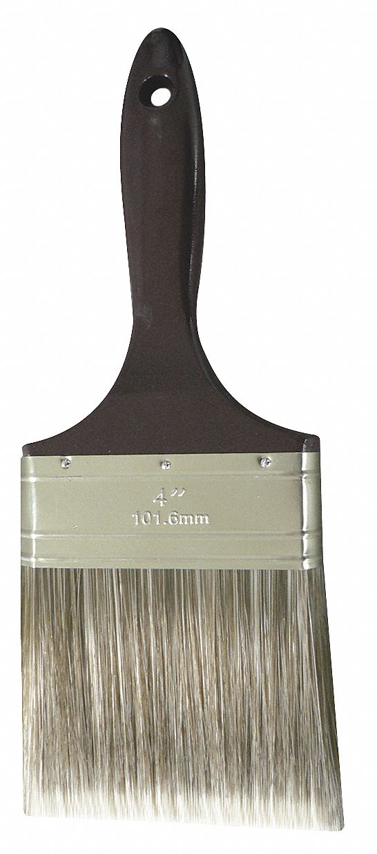GRAINGER APPROVED 4 in Flat Sash Polyester Paint Brush, Soft, for Oil