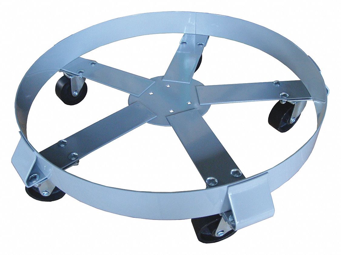 1,400 lb Load Capacity, Round, CrossBrace Drum Dolly with Support Ring