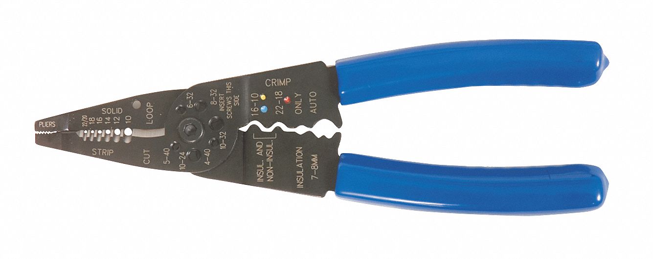 WESTWARD 8 1/4 in Solid and Stranded Wire Stripper, 22 to 10 AWG