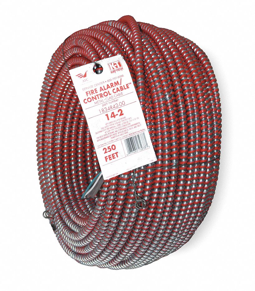 AFC FIRE ALARM CABLES Metal Clad Armored Cable, MC FPLP, 14 AWG, 250 ft