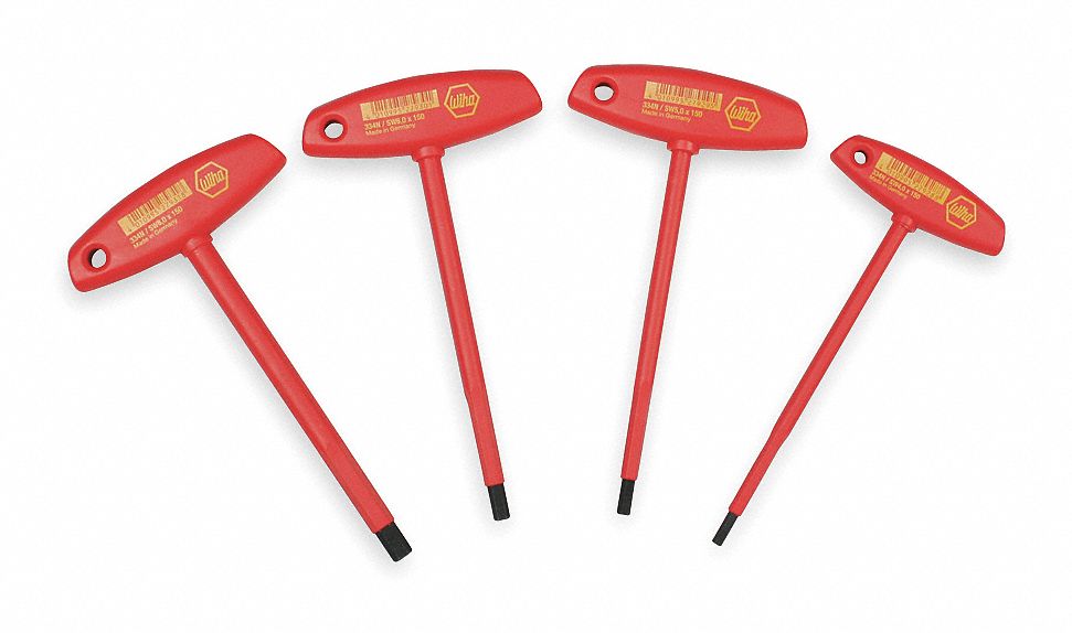 Insulated Hex Key Set, Black Oxide, Number of Pieces 4 Grainger