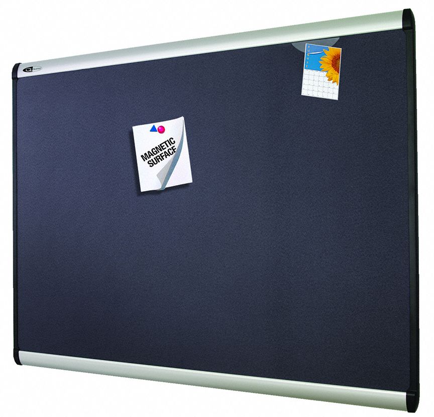 QUARTET Bulletin Board 24 in Ht, 36 in Wd, Gray, Silver, (2) Quick