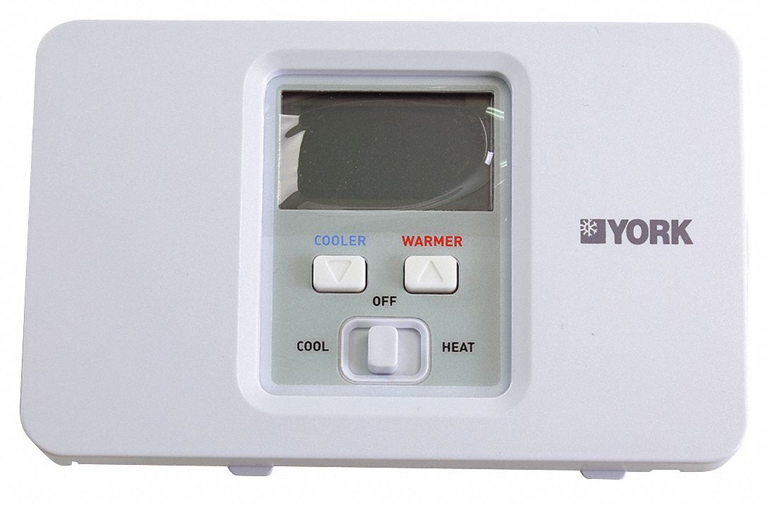 YORK, Fits York Brand, S1THEC11NY, Thermostat, 1 Heat/1 Cool Stage, NonProgrammable 209D22