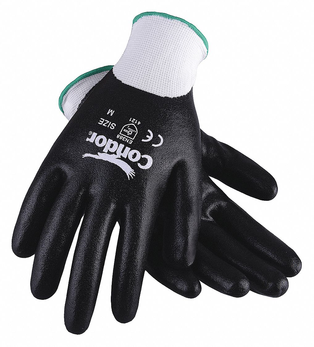 CONDOR Nitrile, Coated Gloves, 2XL, 4 ANSI/ISEA Abrasion Level, Full