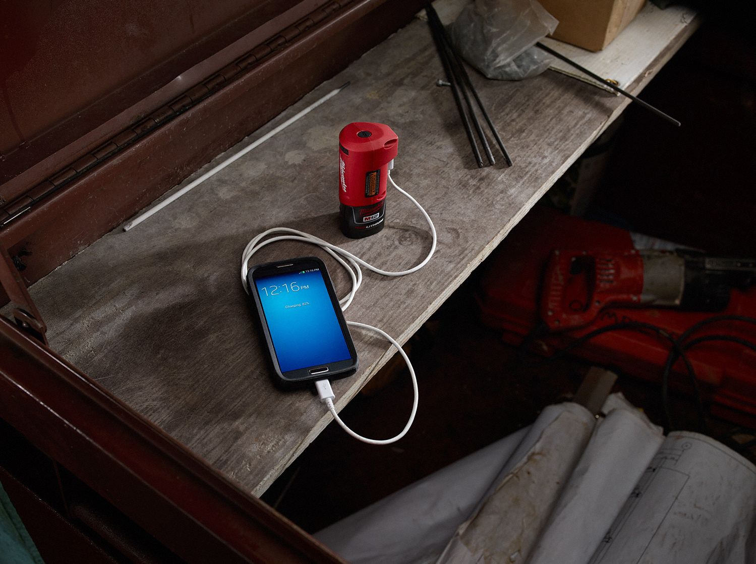 MILWAUKEE USB Power Source, For Use With M12 Batteries, M12 Heated