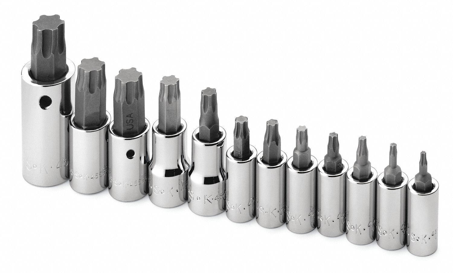 SK PROFESSIONAL TOOLS Socket Bit Set, Tip Size T10, T15, T20, T25, T27