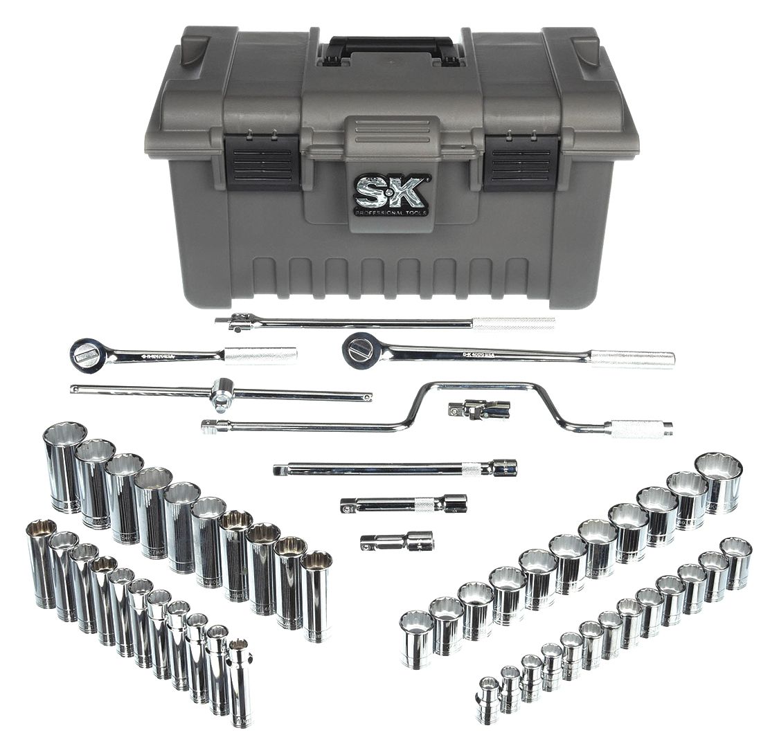 SK PROFESSIONAL TOOLS, 1/2 in Drive Size, 54 Pieces, Socket Wrench Set