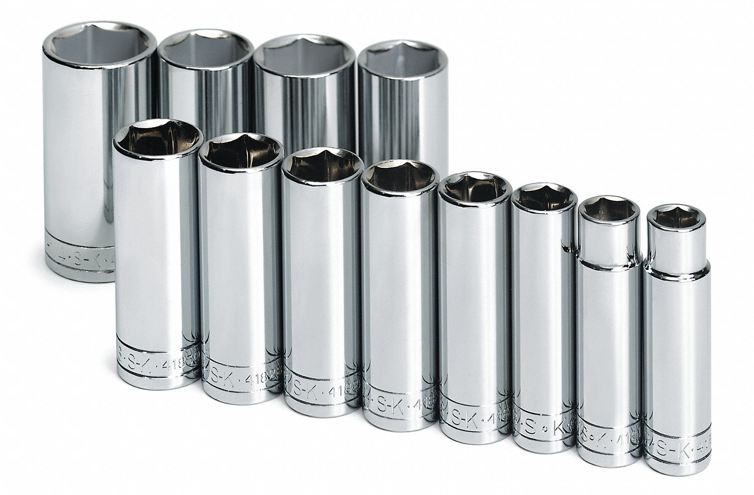 SK PROFESSIONAL TOOLS, 1/2 in Drive Size, 12 Pieces, Socket Set